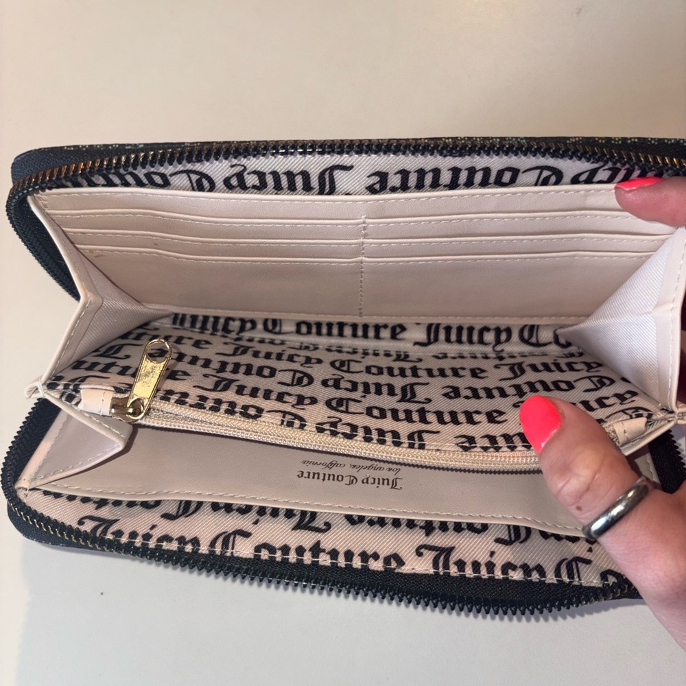 Juicy Couture Black Multicolor Logo Zip Wallet - Picture 8 of 10
